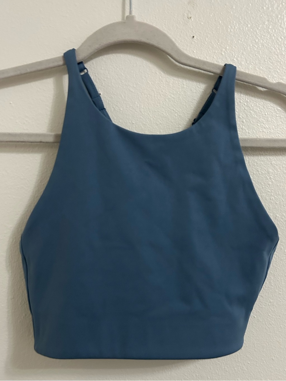 Girlfriend Collective slate blue cross strap sports bra/ tank top